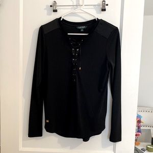 Ralph Lauren black lace up shirt size small